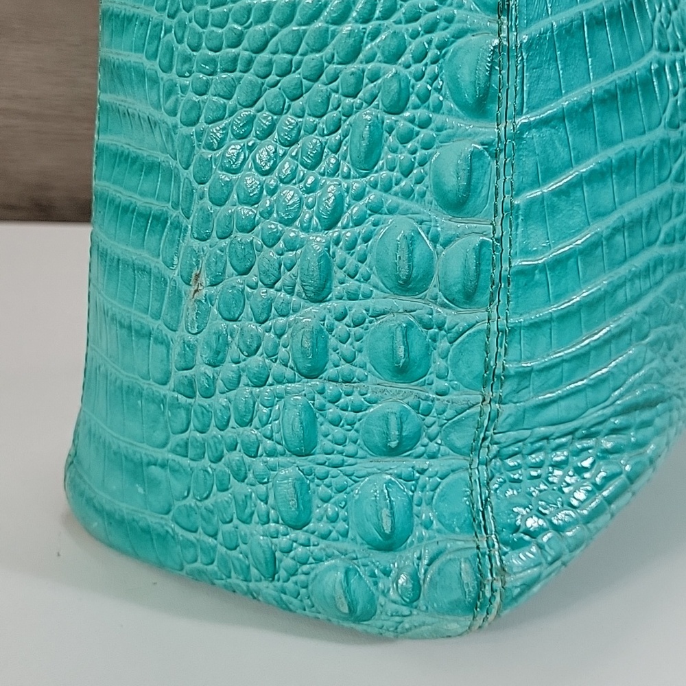"Brahmin Bright Teal Croc-Embossed Tote Shoulder Bag - Picture 4 of 16